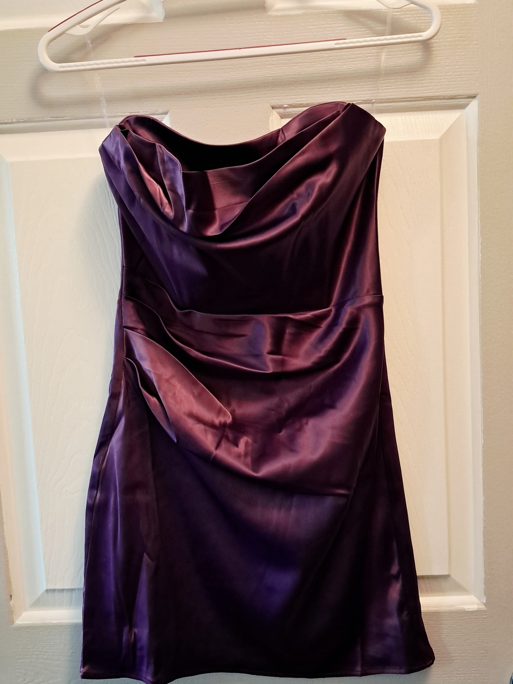 Fashion Nova Purple Satin Strapless Dress